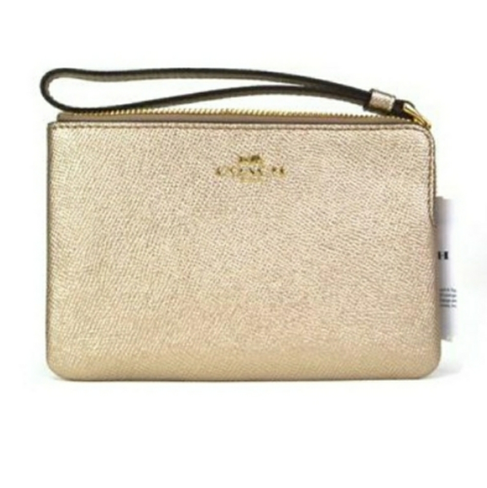 Coach Gold Leather Wristlet